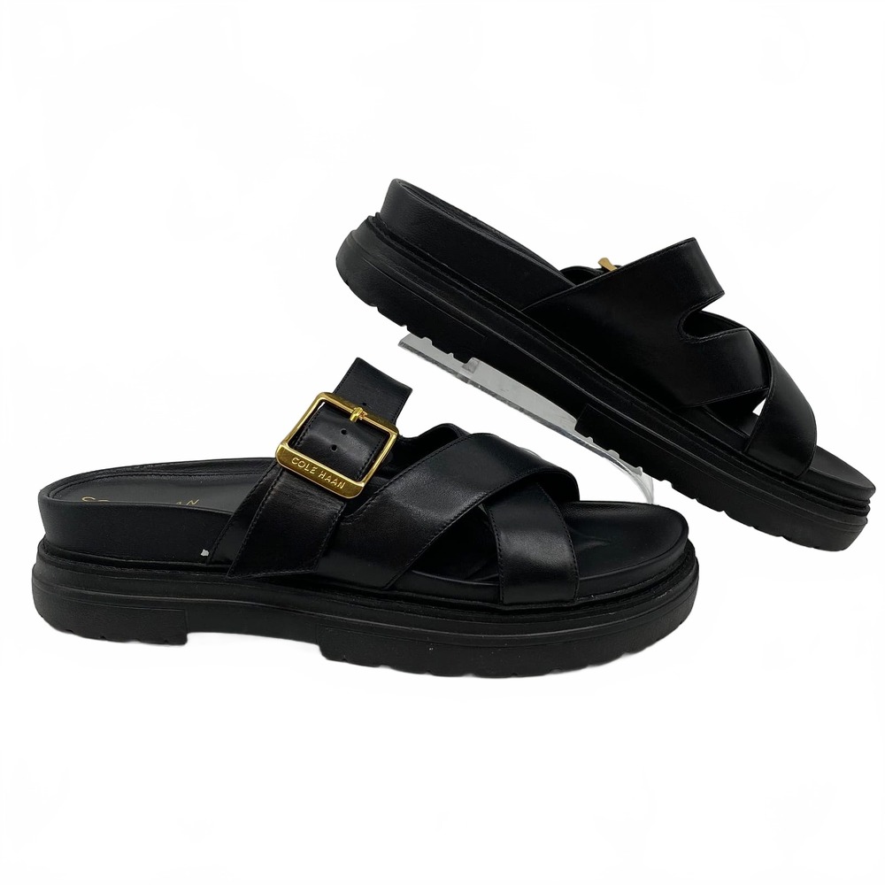 Cole Haan Black Fraya Slide Sandals | Leather, US10 Regular